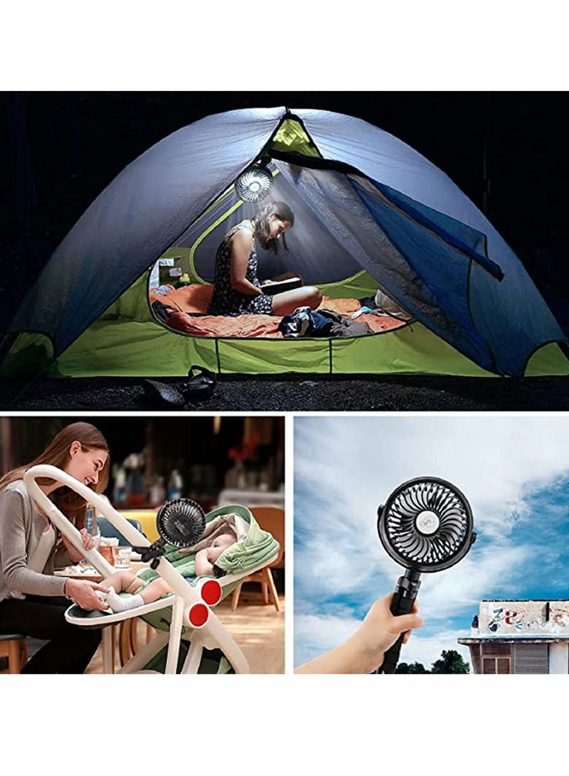 Loquat Battery Operated Fan, 2500 mah Portable Stroller Fans with Flexible Tripod, LED Lights for Bedroom Home Room Desk Table Camping - Image 5