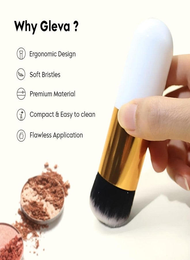 Gleva Makeup Brush, Professional Single Handle Flat Top Mineral Powder Brush, Cosmetics Make Up Tool Portable Travel Face Blush, Liquid Foundation, Concealer, Cream, Bronzer, Blending, Buffing Brush - Image 3