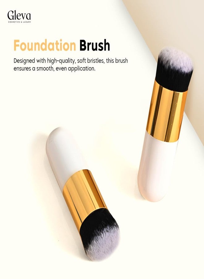 Gleva Makeup Brush, Professional Single Handle Flat Top Mineral Powder Brush, Cosmetics Make Up Tool Portable Travel Face Blush, Liquid Foundation, Concealer, Cream, Bronzer, Blending, Buffing Brush - Image 2