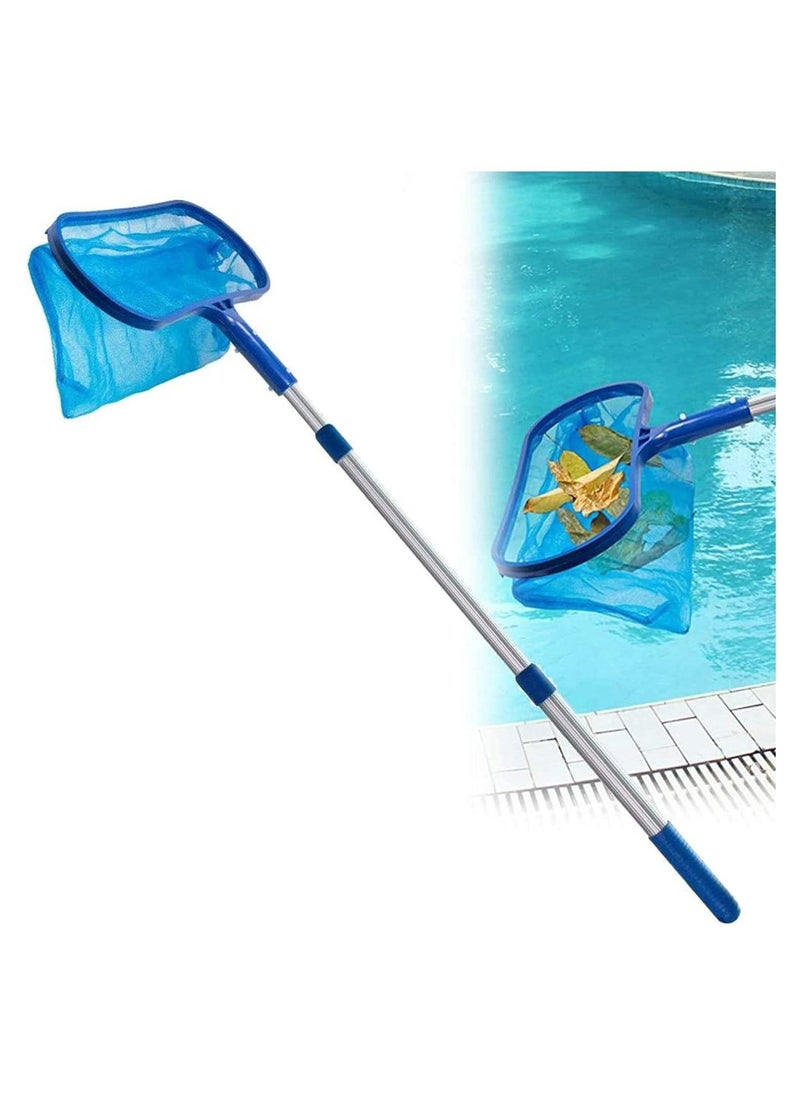 Generic Swimming Pool Deep Skimmer Net with 20-46 Telescopic Pole Leaf Skimmer Fine Mesh Net Rake Net for Cleaning Above Ground Inground Pool Hot Tub Spa Pond (with Pole)  - Image 1