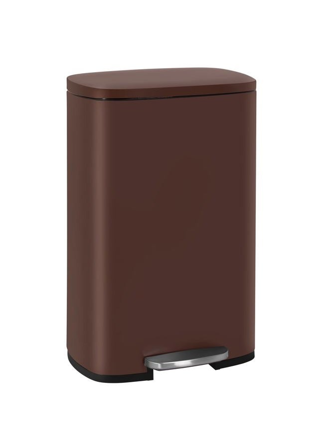 FDW Kitchen Trash Can with Lid for Office Bedroom Bathroom Step Trash Bin Fingerprint-Proof Garbage Bin Brushed Stainless Steel 13 Gallon (Brown) - Image 1