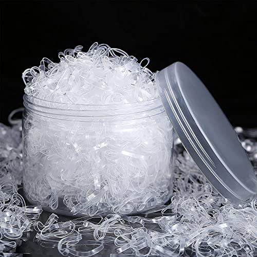 Mincer (800pcs) transparent Elastic Hair Band, Mini Hair Rubber Bands with a Box, Soft Hair Elastics Ties, Length-Hair Elastics - STRONG - REUSEABLE (Transparent) - Image 1