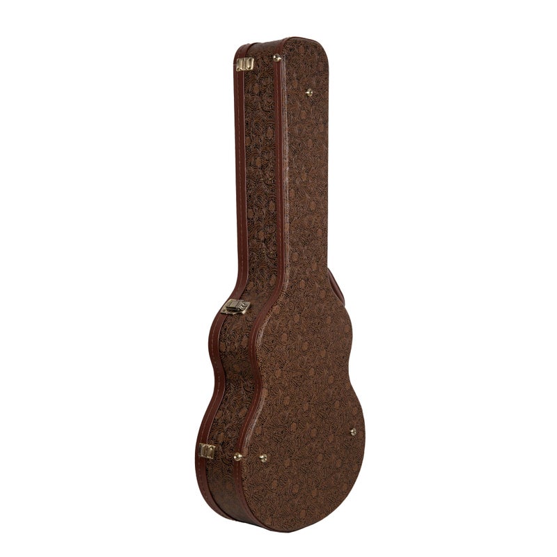 Crossrock Wooden OM Guitar Case for Martin 000-14 Fret | Blossom Brown Faux Leather, Forest Green Velvet Interior, Lock â€“ Designer Series(CRW530OMBQ) - Image 2