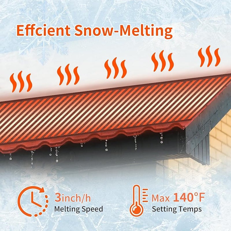 Arabest Heated Snow Melting Mats Outdoor, Leakage Protection Anti-Slip Heated Mat for Walkways Roof, 3 in/h Melting Snow and Ice 120V 15inch x 8.2Ft - Image 2