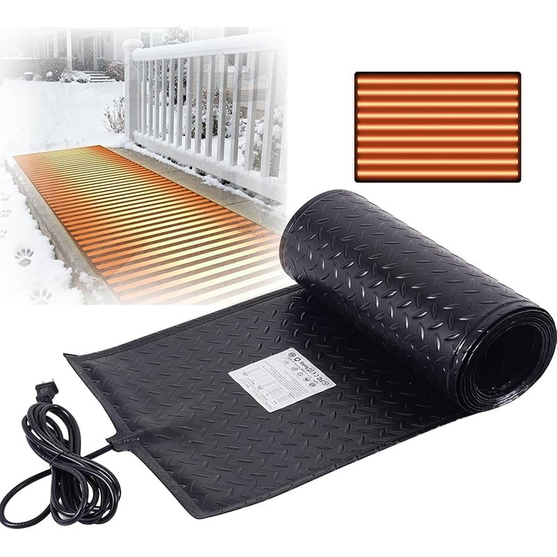 Arabest Heated Snow Melting Mats Outdoor, Leakage Protection Anti-Slip Heated Mat for Walkways Roof, 3 in/h Melting Snow and Ice 120V 15inch x 8.2Ft - Image 1