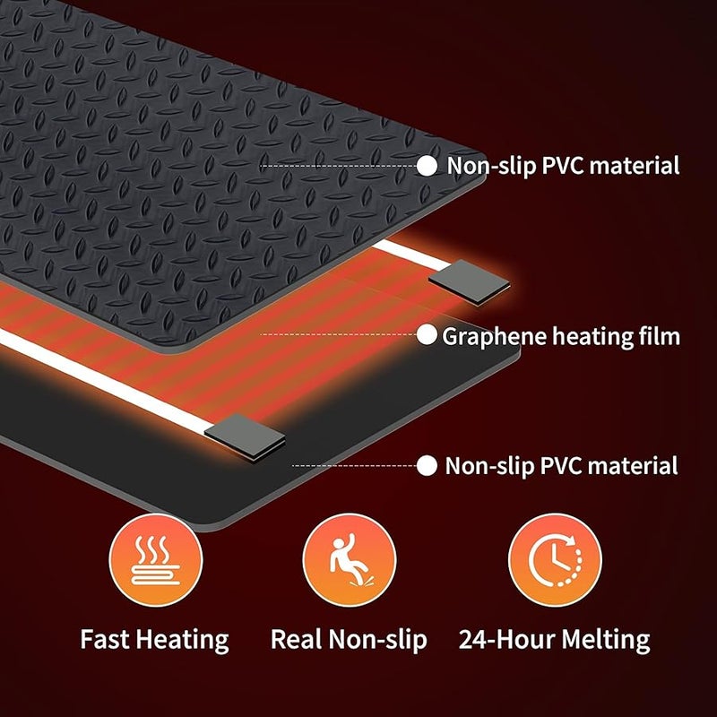 Arabest Heated Snow Melting Mats Outdoor, Leakage Protection Anti-Slip Heated Mat for Walkways Roof, 3 in/h Melting Snow and Ice 120V 15inch x 8.2Ft - Image 4