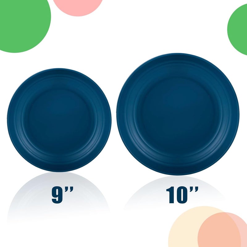 Lazycorner Dinner Plates Unbreakable Wheat Straw Plates Kids Plate Set of 12 Alternative for Plastic Plates Reusable Plate for Kitchen Dishwasher Safe (9 Inches-4 colors) - Image 3