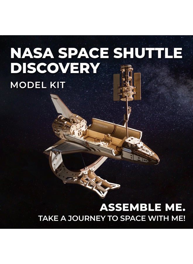 UGEARS NASA Space Shuttle Discovery – Wooden 3D Puzzles for Adults with Hubble Space Telescope and Tensegrity Stand Crafts For Adults – Wooden Model Kits for Adults 315 Pcs - Image 5
