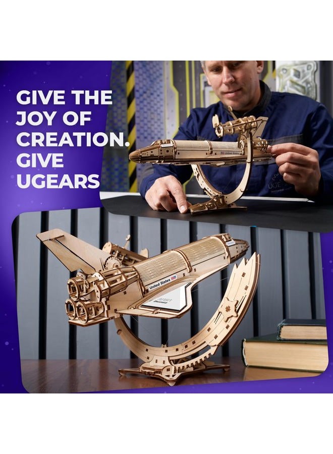 UGEARS NASA Space Shuttle Discovery – Wooden 3D Puzzles for Adults with Hubble Space Telescope and Tensegrity Stand Crafts For Adults – Wooden Model Kits for Adults 315 Pcs - Image 4