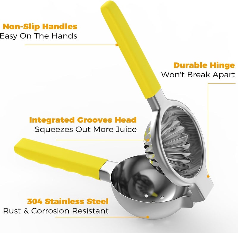 RCMo Lemon Squeezer Stainless Steel - Premium Quality, Heavy Duty Solid Metal Squeezer Bowl - Large Manual Citrus Press Juicer and Lime Squeezer (Yellow) - Image 3