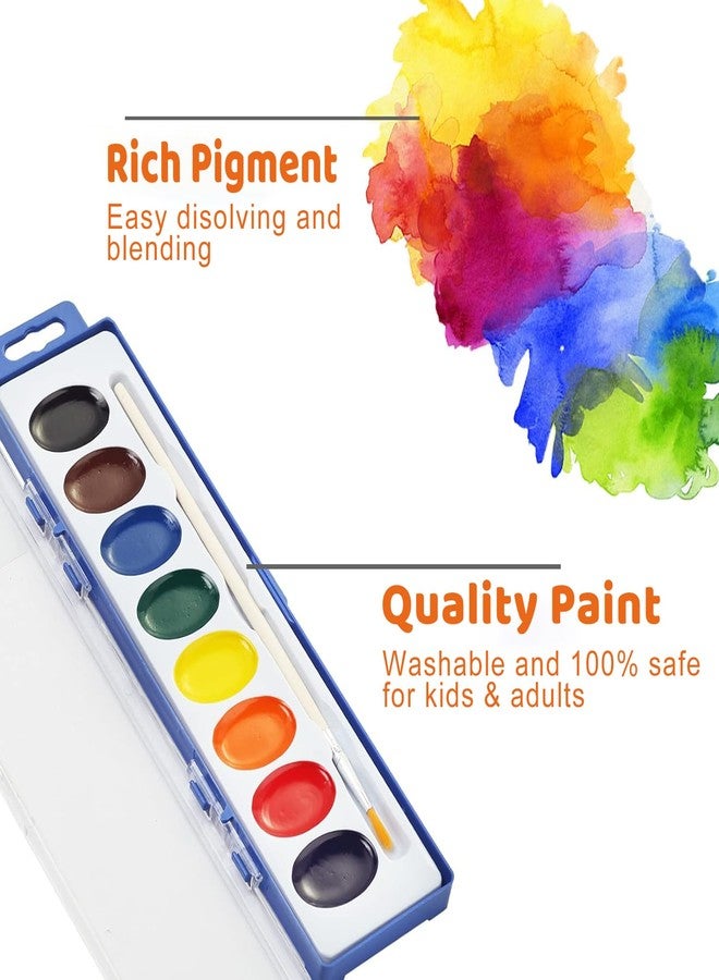 VEESA 8 Colors Watercolor Paint Set for Kids, 24 Pack Washable Watercolor with Wood Brushes, Non-Toxic Water Color Paint, Valentines Day Gifts for Kid Prizes Exchange - Image 3