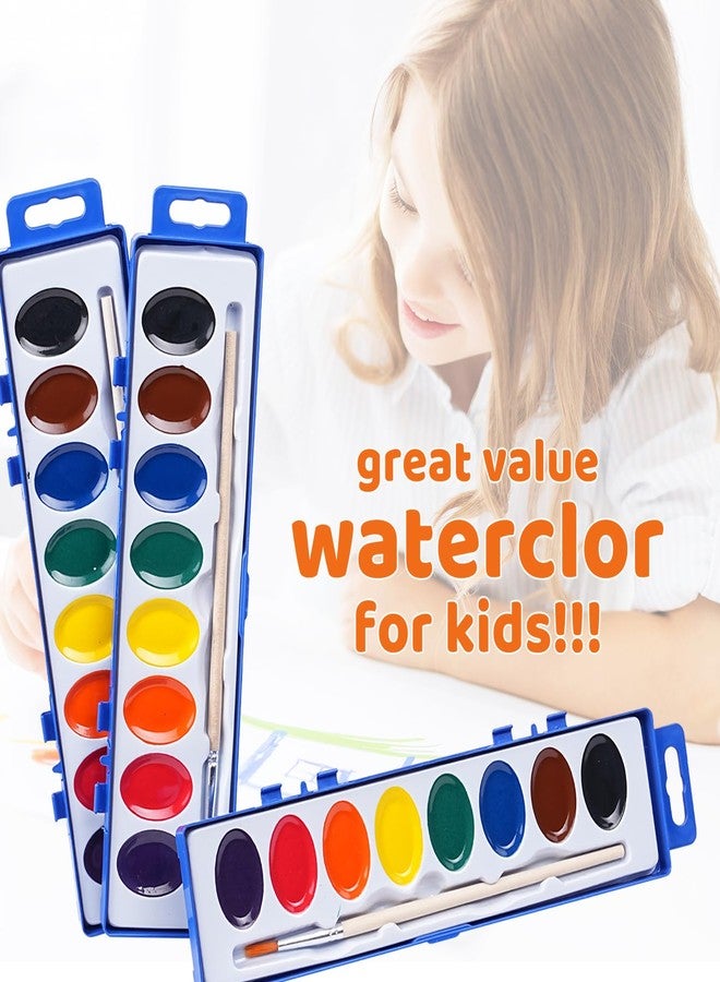 VEESA 8 Colors Watercolor Paint Set for Kids, 24 Pack Washable Watercolor with Wood Brushes, Non-Toxic Water Color Paint, Valentines Day Gifts for Kid Prizes Exchange - Image 4