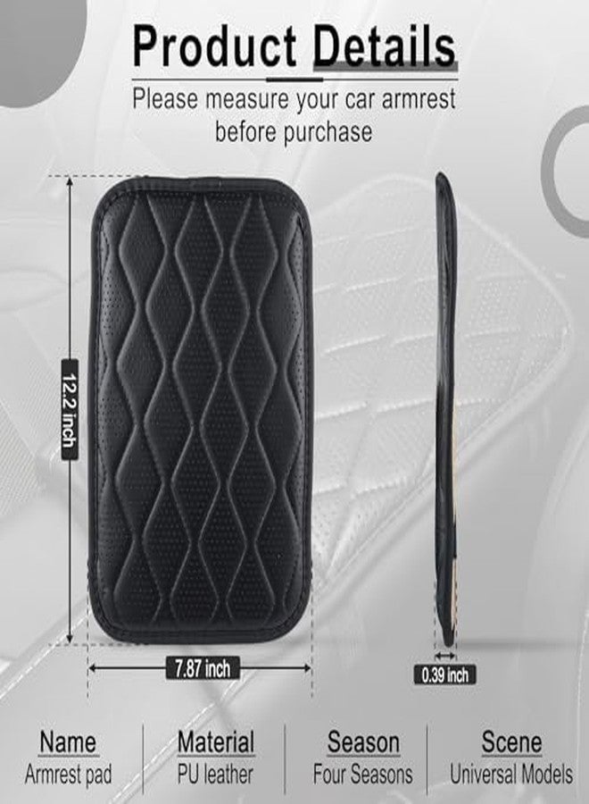 Amiss Auto Center Console Pad, Universal Waterproof Car Armrest Seat Box Cover, Car Interior Accessories, Breathable Leather Auto Armrest Cover Protector for Most Vehicle, SUV, Truck, Car (Black) - Image 2