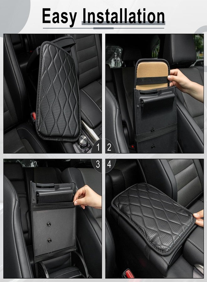 Amiss Auto Center Console Pad, Universal Waterproof Car Armrest Seat Box Cover, Car Interior Accessories, Breathable Leather Auto Armrest Cover Protector for Most Vehicle, SUV, Truck, Car (Black) - Image 3