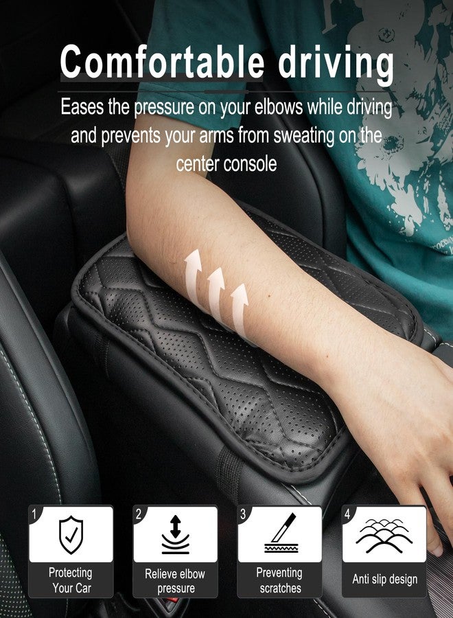 Amiss Auto Center Console Pad, Universal Waterproof Car Armrest Seat Box Cover, Car Interior Accessories, Breathable Leather Auto Armrest Cover Protector for Most Vehicle, SUV, Truck, Car (Black) - Image 4