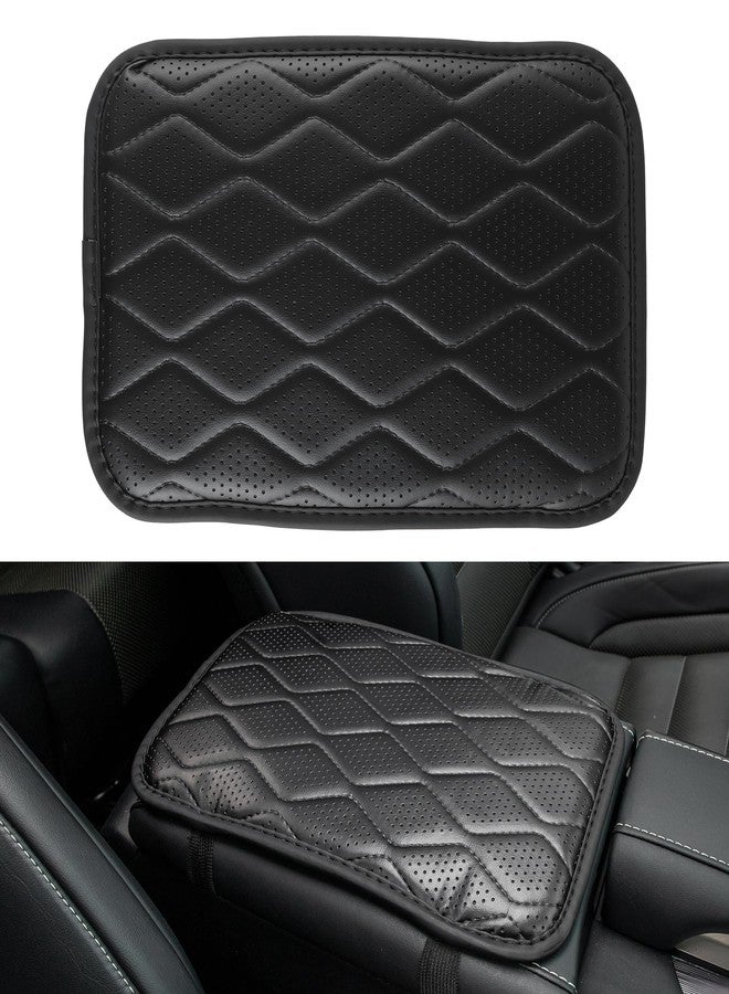 Amiss Auto Center Console Pad, Universal Waterproof Car Armrest Seat Box Cover, Car Interior Accessories, Breathable Leather Auto Armrest Cover Protector for Most Vehicle, SUV, Truck, Car (Black) - Image 1