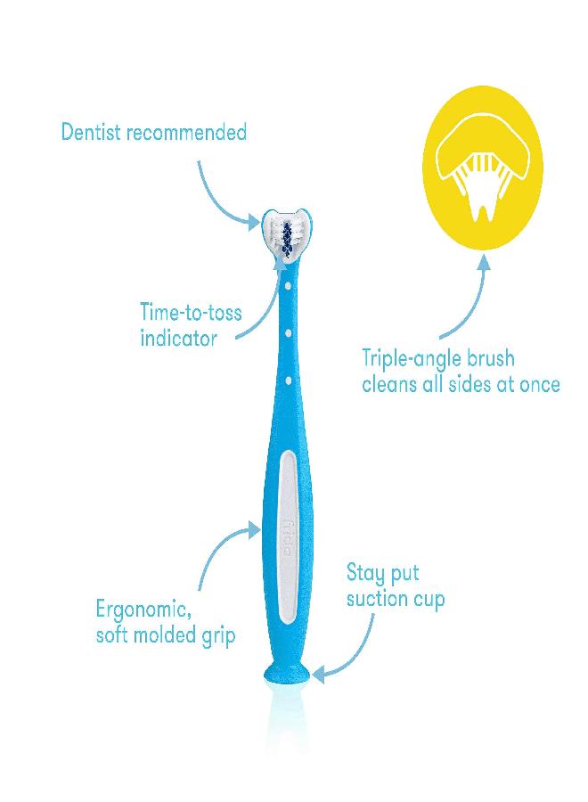 fridababy Frida Baby Triple-Angle Toothhugger Training Toothbrush for Toddler Oral Care, Blue - Image 2