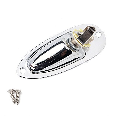 JD.Moon 2pcs Boat Style 1/4" Loaded Guitar Pickup Output Jack Plug Socket plate and Screws ferrule for Fender Strat Stratocater Style Electric Guitar(Chrome) - Image 2
