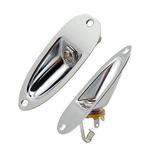 JD.Moon 2pcs Boat Style 1/4" Loaded Guitar Pickup Output Jack Plug Socket plate and Screws ferrule for Fender Strat Stratocater Style Electric Guitar(Chrome) - Image 1