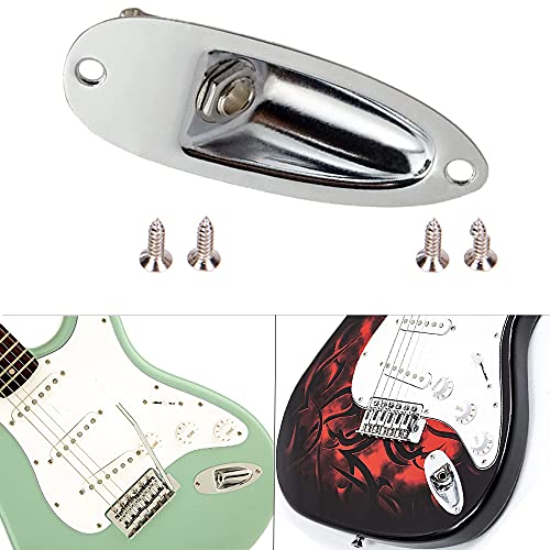 JD.Moon 2pcs Boat Style 1/4" Loaded Guitar Pickup Output Jack Plug Socket plate and Screws ferrule for Fender Strat Stratocater Style Electric Guitar(Chrome) - Image 4