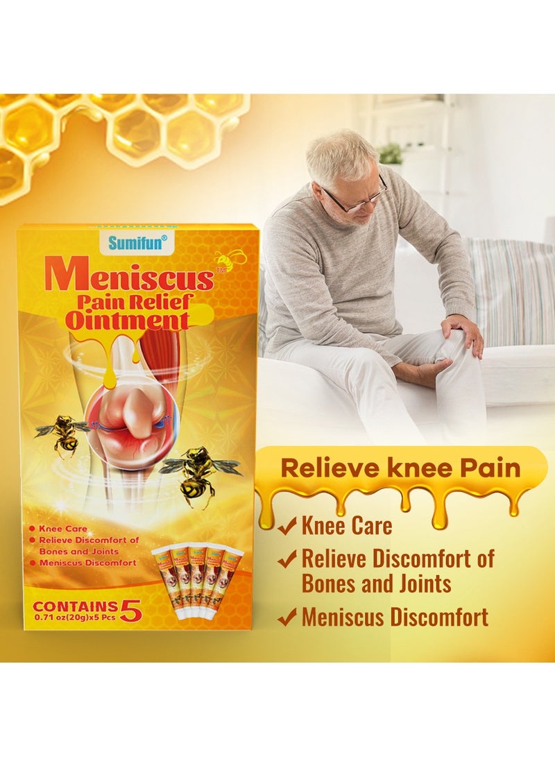 Sumifun 5PCS Meniscys Pain Relief Ointment，Bee Venom Gel,  Bee Venom Cream, Propolis Professional Gel Joint Cream, Suitable For Neck, Knee, Shoulder, Waist, Leg - Image 2