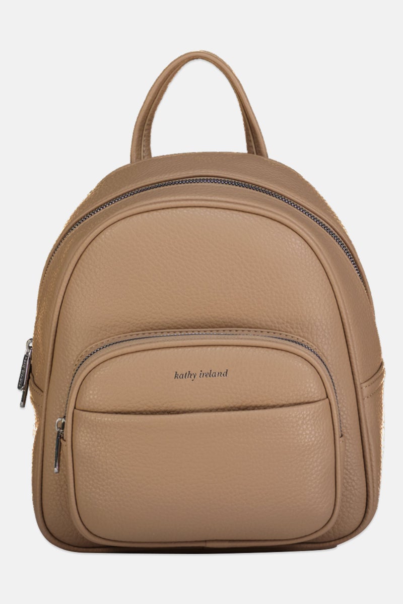 Kathy Ireland Women Brand Logo Backpack, Tan - Image 1
