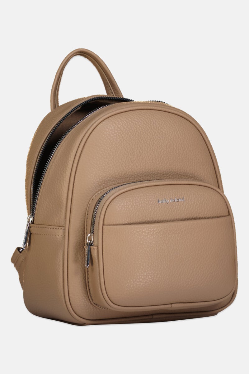 Kathy Ireland Women Brand Logo Backpack, Tan - Image 3