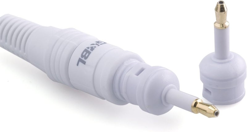 GBL G&BL 2m Optical Cable with 2 Toslink Plugs and 3.5mm Adapter - White - Image 3