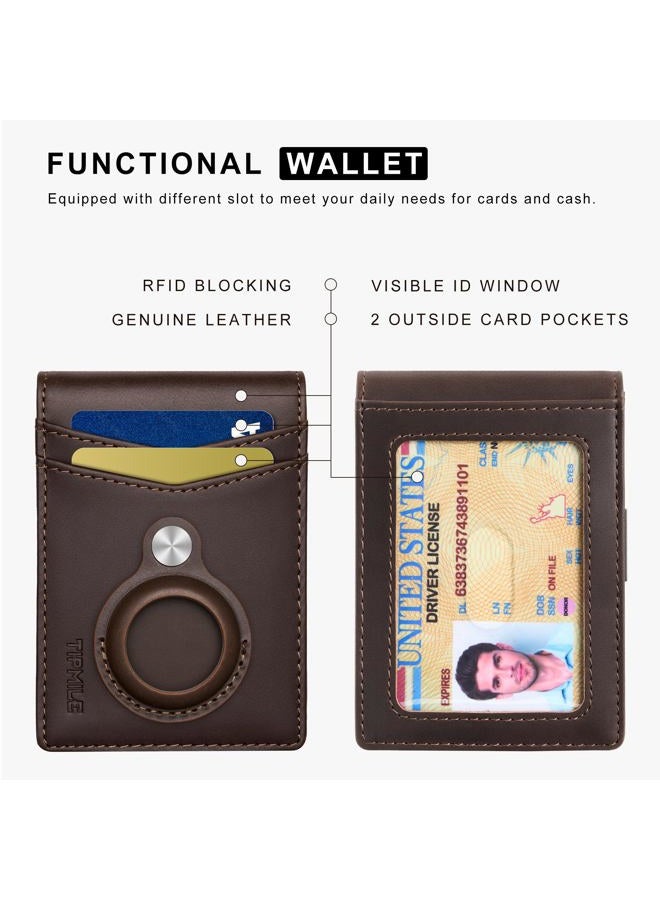 Tipmile RFID Blocking Slim Bifold Genuine Leather Minimalist Front Pocket Wallets for Men with Money Clip Thin Mens, Brown Air Tag, One Size, Slim Thin Minimalist Wallet for Men With Money Clip - Image 5
