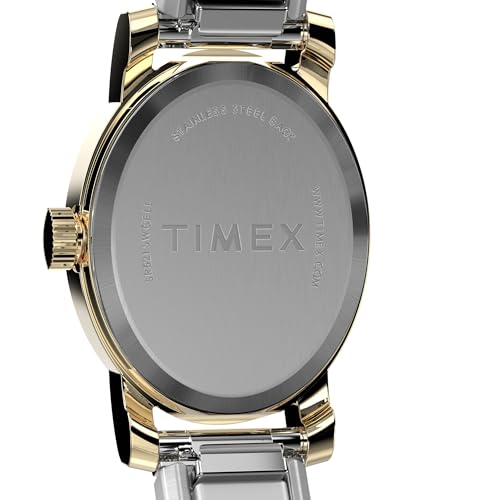 TIMEX ساعة تيمكس للنساء كافاتينا 18 مم - حزام توتون موسع بقرص من لؤلؤة الأم وعلبة بلون ذهبي - Image 4