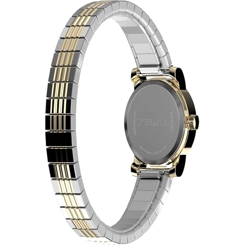 TIMEX ساعة تيمكس للنساء كافاتينا 18 مم - حزام توتون موسع بقرص من لؤلؤة الأم وعلبة بلون ذهبي - Image 5