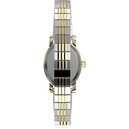 TIMEX ساعة تيمكس للنساء كافاتينا 18 مم - حزام توتون موسع بقرص من لؤلؤة الأم وعلبة بلون ذهبي - Image 3