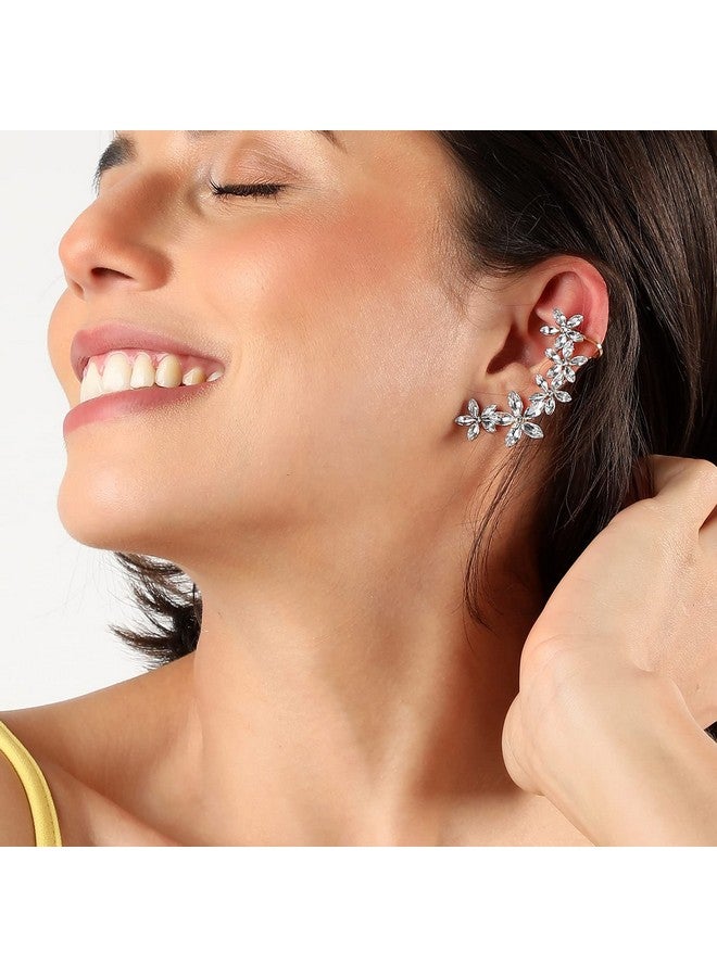 SOHI Gold Plated stones Cuff Earrings for women, Ear wire, Gold Plated, cute earrings for girls, fancy earrings for women stylish, fashion jewellery for women,Light Weight stylish, Cuff Earring - Image 4