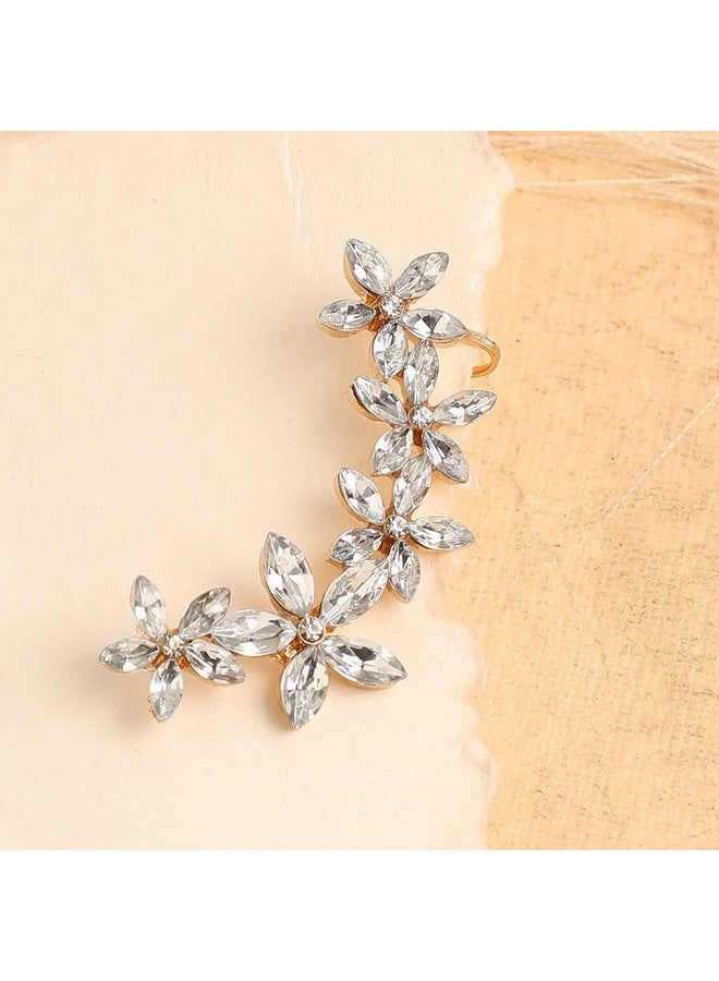 SOHI Gold Plated stones Cuff Earrings for women, Ear wire, Gold Plated, cute earrings for girls, fancy earrings for women stylish, fashion jewellery for women,Light Weight stylish, Cuff Earring - Image 3