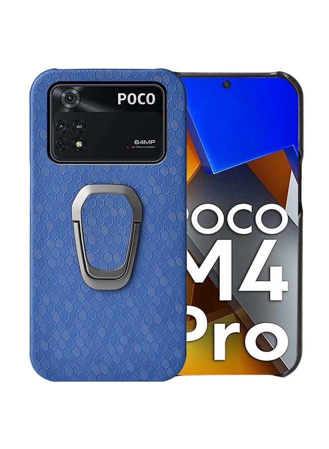 Case For Xiaomi Poco M4 Pro 4G Ring Holder Honeycomb PU Phone Case