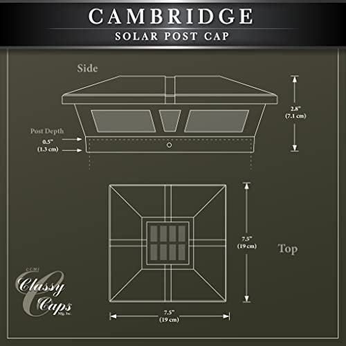 Classy Caps Cambridge Solar Post Cap, SLC771B, 6x6, Black Aluminum – High Performance, Energy Efficient, Weather-Resistant, Durable Design, Fits 5"x5",5.5"x5.5" & 6"x6" Posts (Adaptor Included) - Image 3
