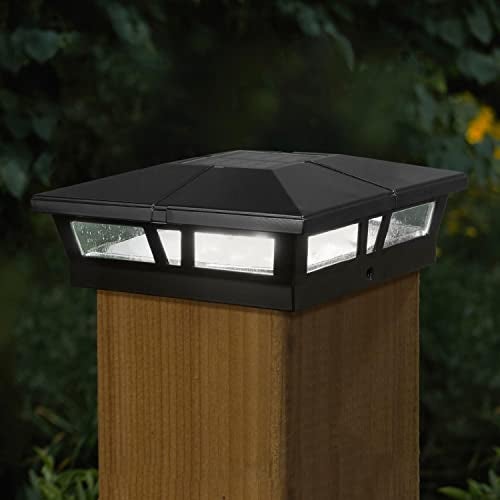 Classy Caps Cambridge Solar Post Cap, SLC771B, 6x6, Black Aluminum – High Performance, Energy Efficient, Weather-Resistant, Durable Design, Fits 5"x5",5.5"x5.5" & 6"x6" Posts (Adaptor Included) - Image 2