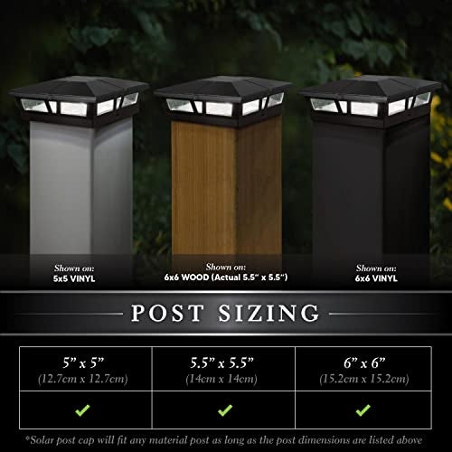 Classy Caps Cambridge Solar Post Cap, SLC771B, 6x6, Black Aluminum – High Performance, Energy Efficient, Weather-Resistant, Durable Design, Fits 5"x5",5.5"x5.5" & 6"x6" Posts (Adaptor Included) - Image 4