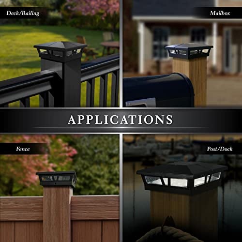Classy Caps Cambridge Solar Post Cap, SLC771B, 6x6, Black Aluminum – High Performance, Energy Efficient, Weather-Resistant, Durable Design, Fits 5"x5",5.5"x5.5" & 6"x6" Posts (Adaptor Included) - Image 5