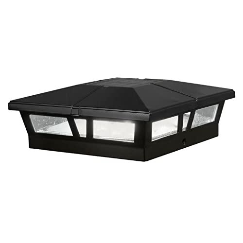 Classy Caps Cambridge Solar Post Cap, SLC771B, 6x6, Black Aluminum – High Performance, Energy Efficient, Weather-Resistant, Durable Design, Fits 5"x5",5.5"x5.5" & 6"x6" Posts (Adaptor Included) - Image 1