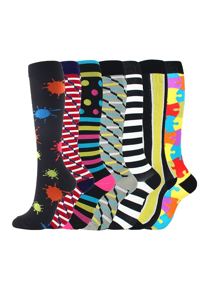Loquat 7 Pair Anti Slip Sport Knee High Socks Athletic Socks 