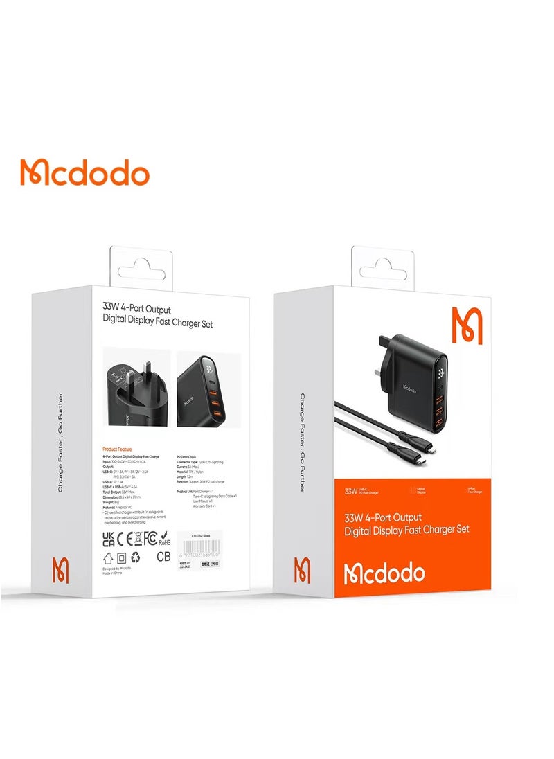 Mcdodo - CH-2242 33W Fast Charger Adapter PD + QC Super Fast Quick Charging 4 Port Output - Image 1
