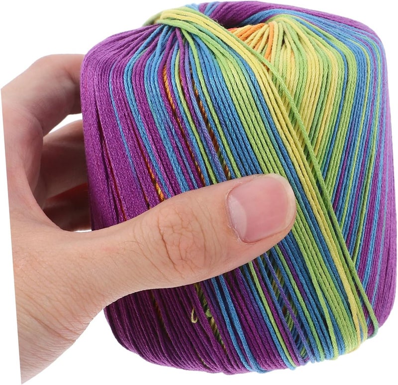 Healifty 1roll Rainbow Gradient Cotton Yarn Color Dyed Knitting Yarn for Hand Crocheted Sweater Scarf Hat Shawl and Blanket Projects - Image 2