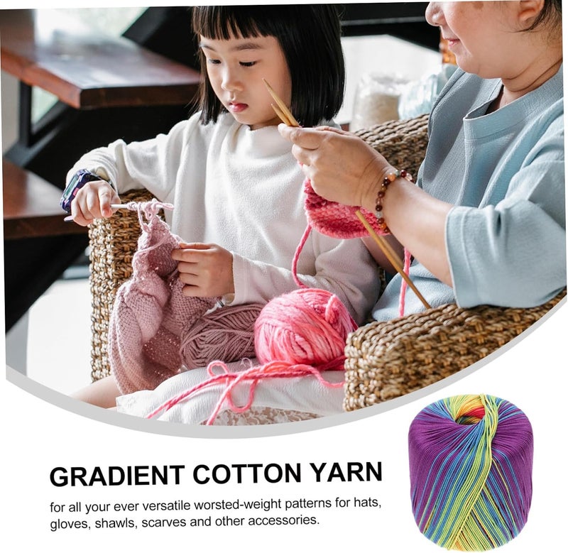 Healifty 1roll Rainbow Gradient Cotton Yarn Color Dyed Knitting Yarn for Hand Crocheted Sweater Scarf Hat Shawl and Blanket Projects - Image 3