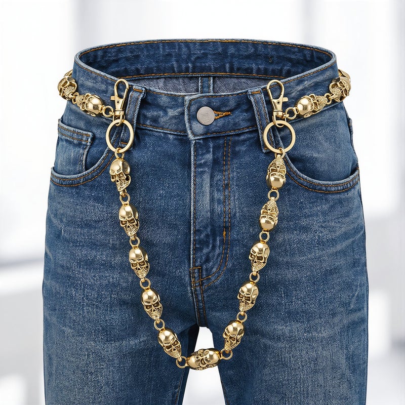 Heavy Duty Skull Wallet Chain No Fade Rust Proof Gold Plated Unisex Accessory - Image 4