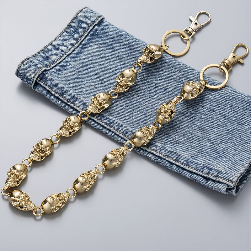 Heavy Duty Skull Wallet Chain No Fade Rust Proof Gold Plated Unisex Accessory - Image 2