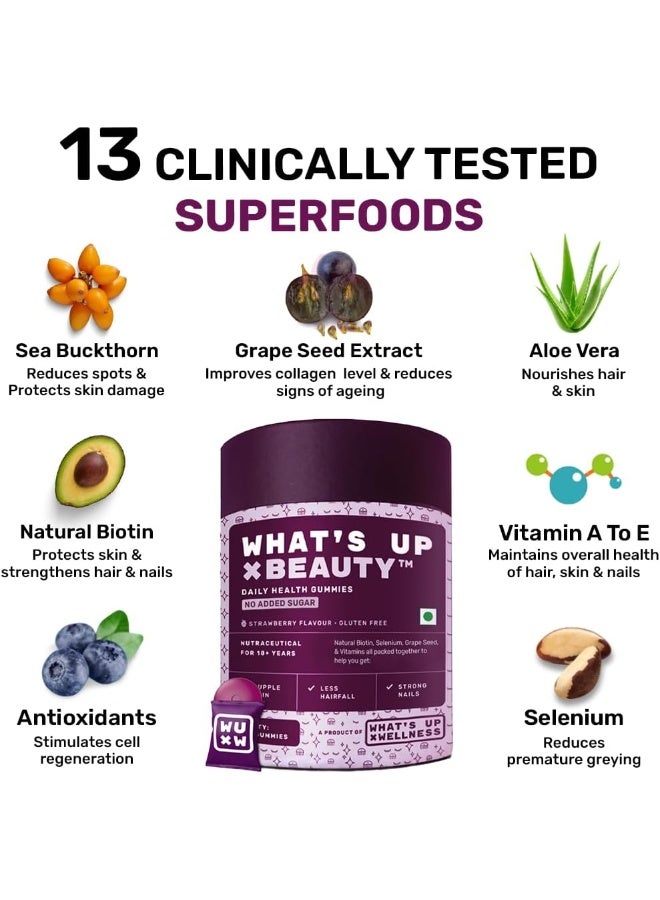 What 's Up مجموعة العناية بالجمال والنوم الطبيعية البيوتين للشعر القوي فيتامين أ ب6 وج 30 يومًا - Image 3