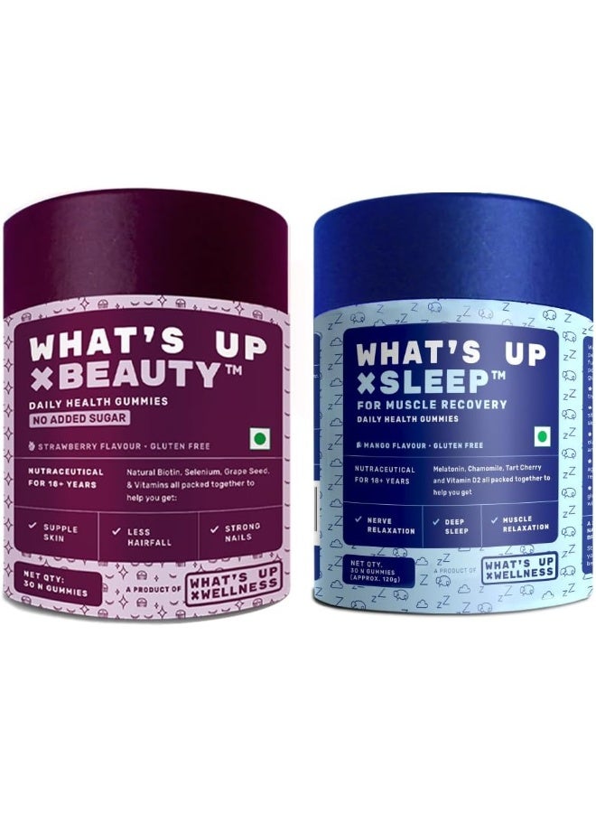 What 's Up مجموعة العناية بالجمال والنوم الطبيعية البيوتين للشعر القوي فيتامين أ ب6 وج 30 يومًا - Image 1