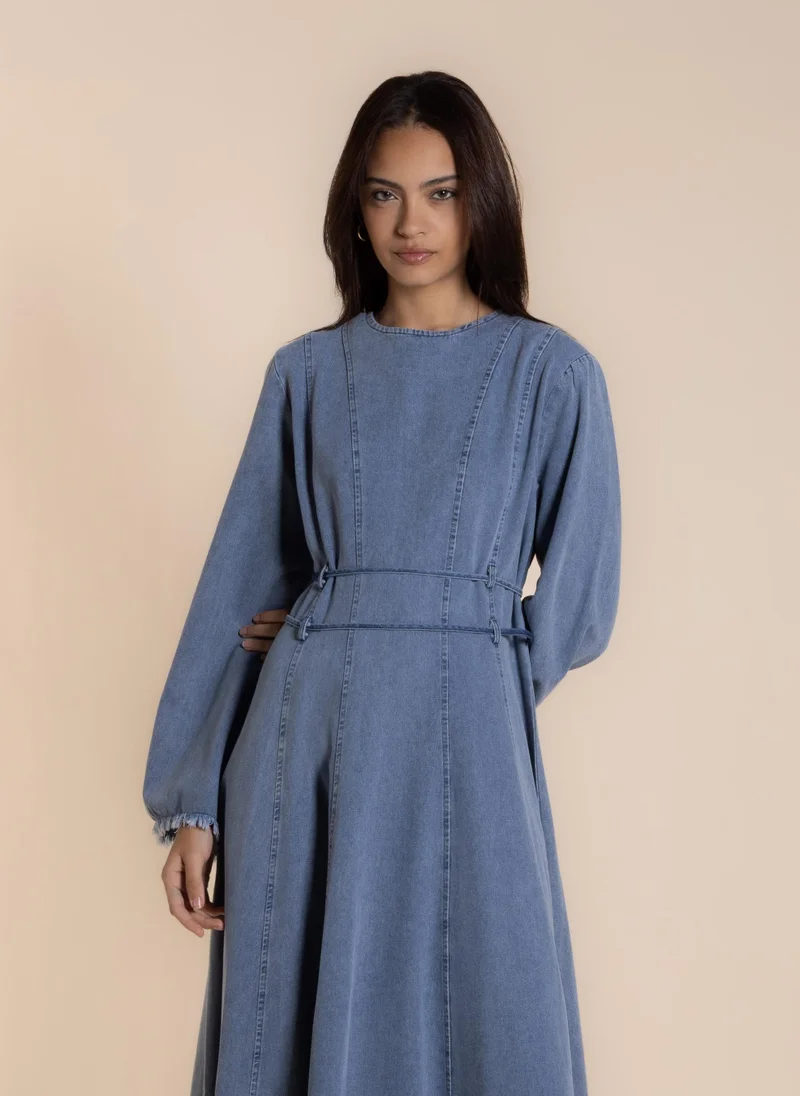 شايبس DETAILED DENIM MIDI DRESS