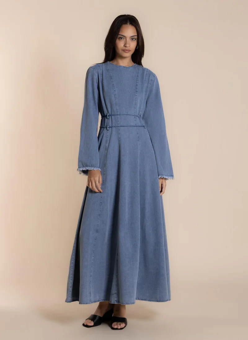 شايبس DETAILED DENIM MIDI DRESS
